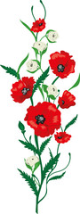 Flower  Poppies and Roses bouquet