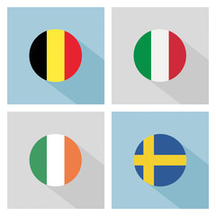 Fototapeta premium soccer group E teams flags in flat design. UEFA euro 2016.