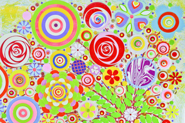 Flowers, interior, original floral hand made art, acrylic on canvas.