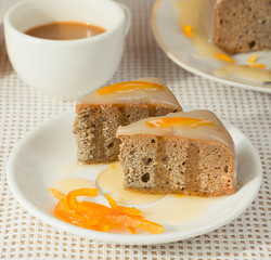 Baked orange cake and coffee