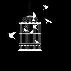 Vector illustration, of bird cage