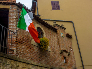 Italian flag in a small village in Tuscany