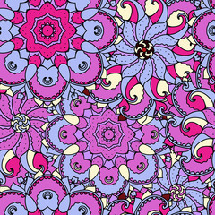Ethnic arabic, indian ornament. Hand drawn seamless pattern. Vector illustration.