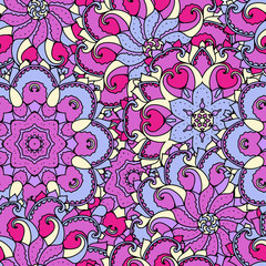 Ethnic arabic, indian ornament. Hand drawn seamless pattern. Vector illustration.