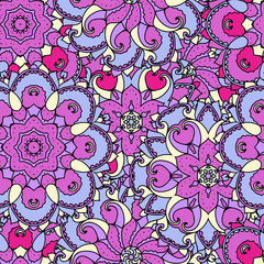 Ethnic arabic, indian ornament. Hand drawn seamless pattern. Vector illustration.