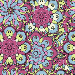 Ethnic arabic, indian ornament. Hand drawn seamless pattern. Vector illustration.