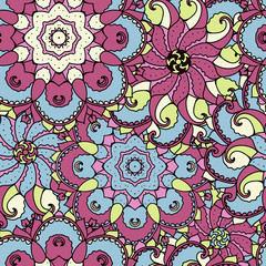 Ethnic arabic, indian ornament. Hand drawn seamless pattern. Vector illustration.