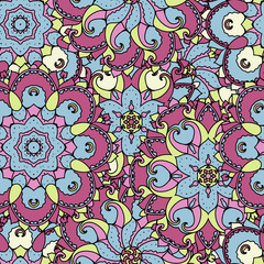 Fototapeta premium Ethnic arabic, indian ornament. Hand drawn seamless pattern. Vector illustration.