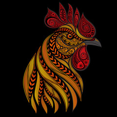 Vector fiery rooster on new year's day 2017