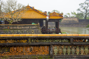 Naklejka premium Wall and temple, Tu Duc Mausoleum, Vietnam