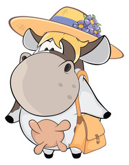 A small cow. Cartoon