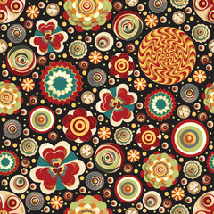 Fashionable modern seamless wallpaper or textile with collection of abstract flowers.