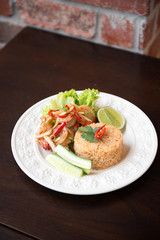 Spicy fried rice with prawn.