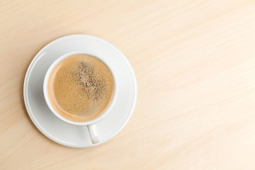 Office desk workplace with coffee cup