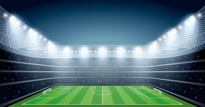 Soccer Stadium with spot lights.