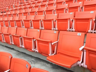 red seat no. 13  on grandstand