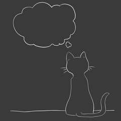 Waiting cat hand-drawn outline