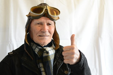 old pilot with thumb up