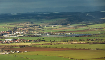 Fototapeta na wymiar rural landscape in Kyffhaeuser land with modern new highway