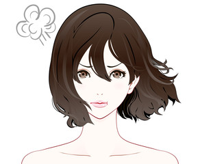 女性の表情 / 怒る / ヌード / なびく髪