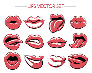 Fototapeta na wymiar Female lips expression set
