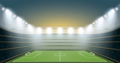Fototapeta na wymiar Soccer Stadium with spot lights.