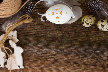 easter eggs and feathers