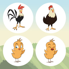 Farm animals cartoons, vector illustration