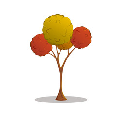 Cartoon style vector tree drawing isolated on white background.