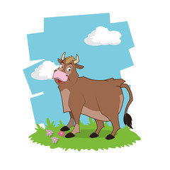 farm cow cartoons, vector illustration