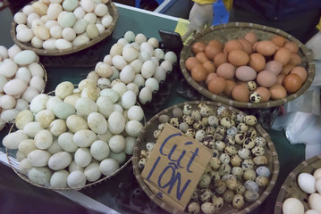 Eggs in a Vietnamese market, some contain embryos.