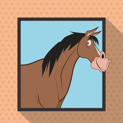 farm horse cartoons, vector illustration