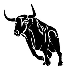 Running bull outline vector image. Can be use for logo and tatto