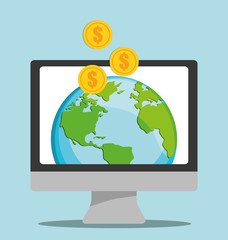 computer icon design with money