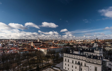 Panoramic view of Vilnius oldtown from the Gediminas tower in Lithuania