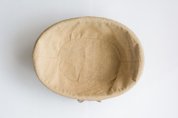 Cloth and Wicker Oval Basket Top View