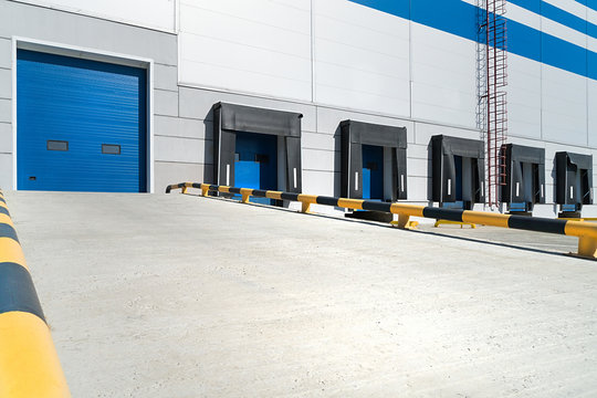 Entry to warehouse, Empty loading dock of large warehouse