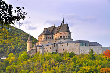 Medieval Castle of Vianden on top of the mountain in Luxembourg - 105866327