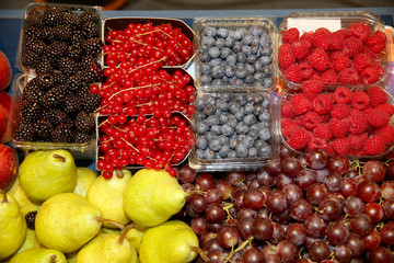 Beautiful variety of colorful fruits as a composition