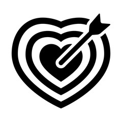 Arrow through heart target flat icon for apps and websites