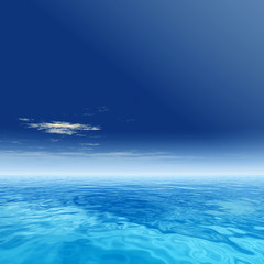 Conceptual blue sea or ocean water with sky