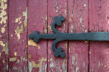 Close up of old vintage door hinge