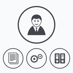 Accounting workflow icons. Human documents.