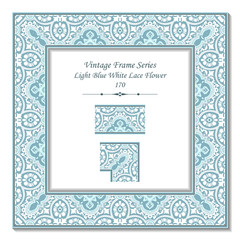 Vintage 3D frame 170 Light Blue White Lace Flower
