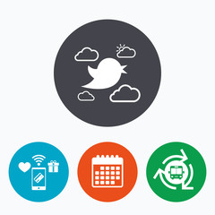 Bird sign icon. Social media symbol.