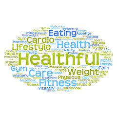 Concept or conceptual abstract health diet or sport word cloud or wordcloud isolated on white background