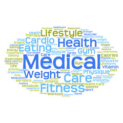 Fototapeta premium Concept or conceptual abstract health diet or sport word cloud or wordcloud isolated on white background