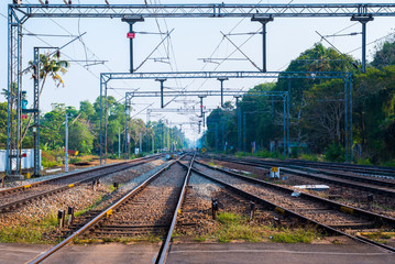 Naklejka premium Koleje Indian Railways w Alleppey, Kerala, Indie