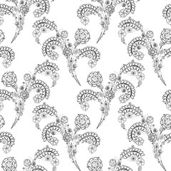flowers, abstract seamless pattern, endless floral background