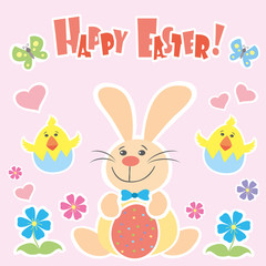 Obraz na płótnie Canvas Easter Background with cute rabbit